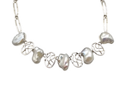 Sterling Silver Baroque Pearl Necklace