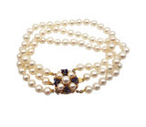 Fresh Water Pearl and Sapphire Bracelet in 14k Yellow Gold