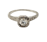 Platinum solitaire old European Cut diamond ring