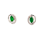 0.42 CTW Emerald and Diamond Earrings in 14k White Gold