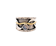 Sterling Silver Labradorite Moon Ring