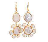 Sterling Silver Gold Vermeil Pearl and Moonstone Earrings