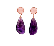 Sterling Silver Rose Gold Vermeil Rose Quartz and Amethyst Earrings