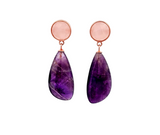 Sterling Silver Rose Gold Vermeil Rose Quartz and Amethyst Earrings