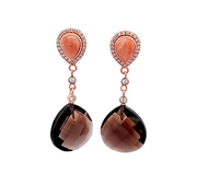 Sterling Silver Rose Gold Vermeil Agate and Smoky Quartz Earrings