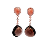 Sterling Silver Rose Gold Vermeil Agate and Smoky Quartz Earrings