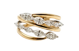 14kt gold graduated marquis diamond fashion ring