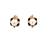 Sapphire Diamond Pearl Earring in 14k Yellow Gold