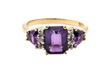 1.80 CTW Amethyst and Diamond Ring in 14k Yellow Gold, Size 7.75