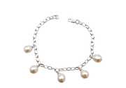 Sterling Silver Pearl Drop Station Bracelet