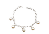 Sterling Silver Pearl Drop Station Bracelet