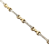 Two Tone Textured Link Bracelet in 14kt Gold