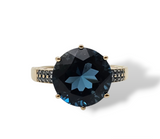7.67 CTW Blue Topaz Engagement Ring in 14k Yellow Gold, Size 7.25
