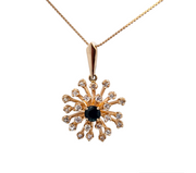 Sapphire and Diamond Spray Necklace in 14k Yellow Gold
