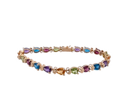 11.42 CTW Pear Cut Multi-Gem Bracelet in 14k Yellow Gold