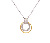 0.43 CTW Geometric Double Circle Diamond Pendant Necklace in 14k and 18k Gold