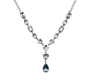 Sterling Silver Blue Topaz Frontal Drop Necklace
