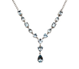 Sterling Silver Blue Topaz Frontal Drop Necklace