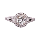 1.04 CTW Diamond Halo Engagement Ring in 14k White Gold, Size 6.25