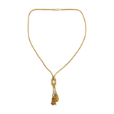 Popcorn Chain Tassel Necklace in 14k Yellow and White Gold