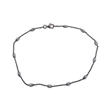 Sterling Silver and Black Rhodium Station Anklet