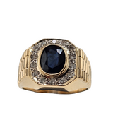 1.88ct Blue Sapphire and Diamond Ring in 14k Yellow Gold, Size 10.25
