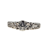 1.31 CTW 3 Stone Diamond Engagement Ring in 14k White Gold, Size 6.5