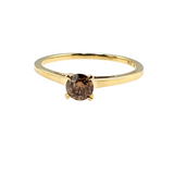 0.45ct. Round Brilliant Cut Champagne Brown Diamond Ring in 10k Yellow Gold, Size 8