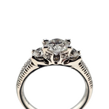 1.31 CTW 3 Stone Diamond Engagement Ring in 14k White Gold, Size 6.5