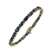 12.40 CTW Emerald Cut Sapphire Diamond Bracelet in 14k Yellow Gold