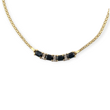 2.16 CTW Emerald Cut Sapphire Diamond Necklace in 14k Yellow Gold