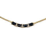 2.16 CTW Emerald Cut Sapphire Diamond Necklace in 14k Yellow Gold
