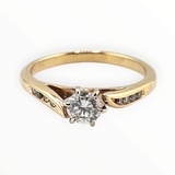 0.48 CTW Round Cut Diamond Engagement Ring in 14k Yellow Gold, Size 7