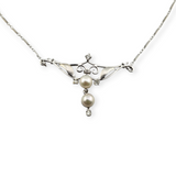 0.12 CTW Diamond Pearl Necklace 14k White Gold