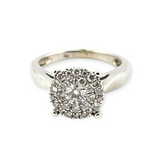 0.50 CTW Diamond Cluster Ring 14k White Gold, Size 4.75