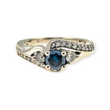 0.37CT. Round Cut Blue Diamond Engagement Ring 10k White Gold, Size 4.75