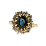 2.64Ct. Oval Cut Blue Sapphire Diamond Halo Ring 14k Yellow Gold, Size 7