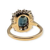 2.64Ct. Oval Cut Blue Sapphire Diamond Halo Ring 14k Yellow Gold, Size 7