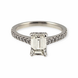1.71 CTW Emerald Cut Diamond Engagement Ring Platinum, Size 7