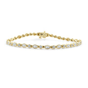 14K Gold Round & Marquise Diamond Bracelet - 1.51ct