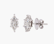 0.31 CTW Marquise Shaped Designer Cut Diamond Stud Earrings in 14kt White Gold