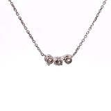 0.39 CTW Three Stone Diamond Necklace in 14k White Gold