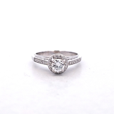 0.64 CTW Diamond Halo Engagement Ring in 14k White Gold, Size 7