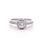 0.64 CTW Diamond Halo Engagement Ring in 14k White Gold, Size 7