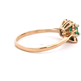Emerald and Diamond Halo Ring in 14k Yellow Gold, Size 8.5