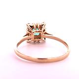 Emerald and Diamond Halo Ring in 14k Yellow Gold, Size 8.5