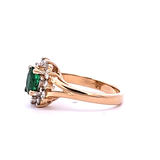Emerald and Diamond Halo Ring in 14k Yellow Gold, Size 6.5