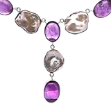 Sterling Silver Amethyst And Pearl Necklace