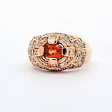 1.15CT. Spessartine Garnet Diamond Ring in 14kt Yellow Gold, Size 9