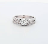 1.03 CTW Diamond Solitaire Engagement Ring Bridal Set in 14k White Gold, Size 6.5